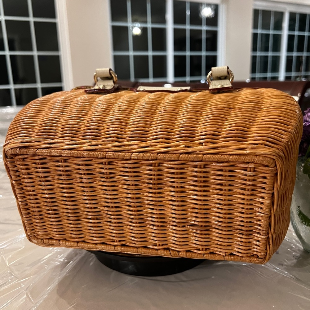 Vintage Kate Spade New York Wicker Basket Bag – Early 2000s Floral Lined - Picture 10 of 11
